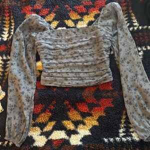 Hollister Silver Ruched Fitted Blouse